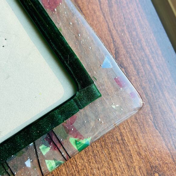 Terragrafics Vintage Art Glass Picture Photo Frame Green Purple Clear - Picture 5 of 13